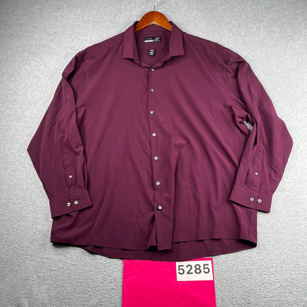 jf J Ferrar Stretch Shirt Plum Regular Fit Button Up Long Sleeve Mens 2XL Casual